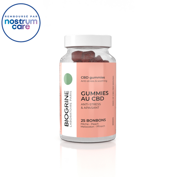 CBD-Gummis – Antistress &amp; beruhigend | Pfirsichgeschmack | 250 mg CBD 25 vegane Gummibonbons