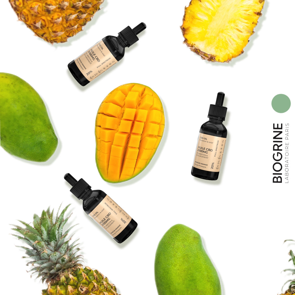 Huile CBD 2000mg | Full Spectrum 20% | Relaxation et Soulagement |  Goût Mangue Ananas 10ml Vegan