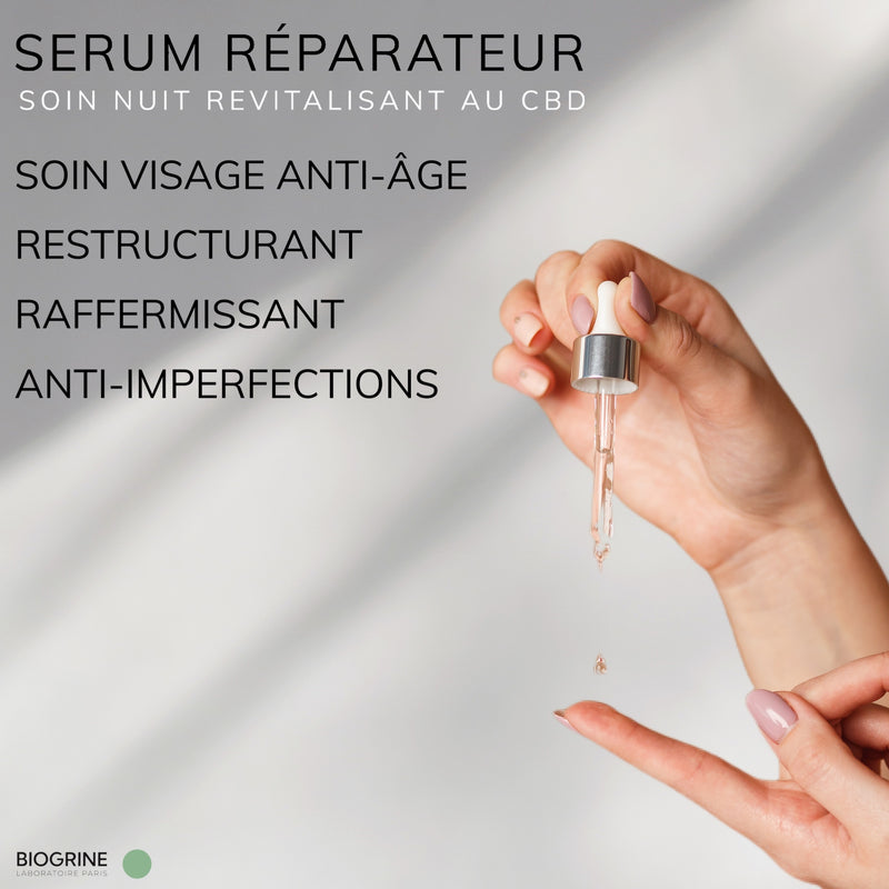 „SERUM REPARATEUR“ – Revitalisierende Nachtbehandlung mit CBD | Grüner Tee | 300 mg CBD 30 ml