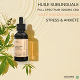 Huile CBD 3000mg Full Spectrum 30% | Stress & Anxiété | Goût Mangue Ananas 10ml Vegan